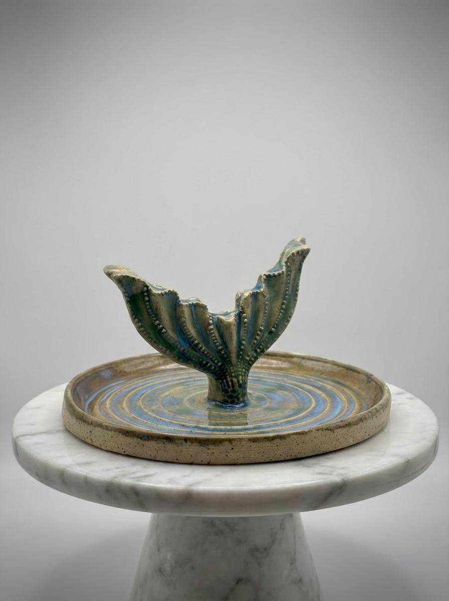 A Whale Tail Ocean Ripple Ceramic Jewelry Dish by Gin