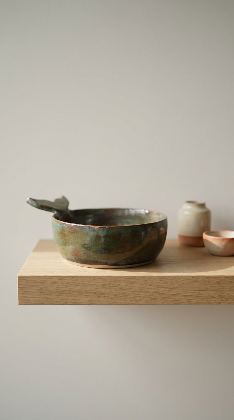 Whimsical Whale Tail Serving Bowl – Ocean Green Stoneware by Gin
