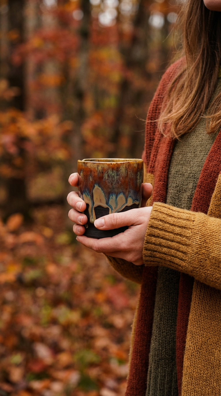Handcrafted Dramatic Dripping Glaze Stoneware Tumbler by Gin