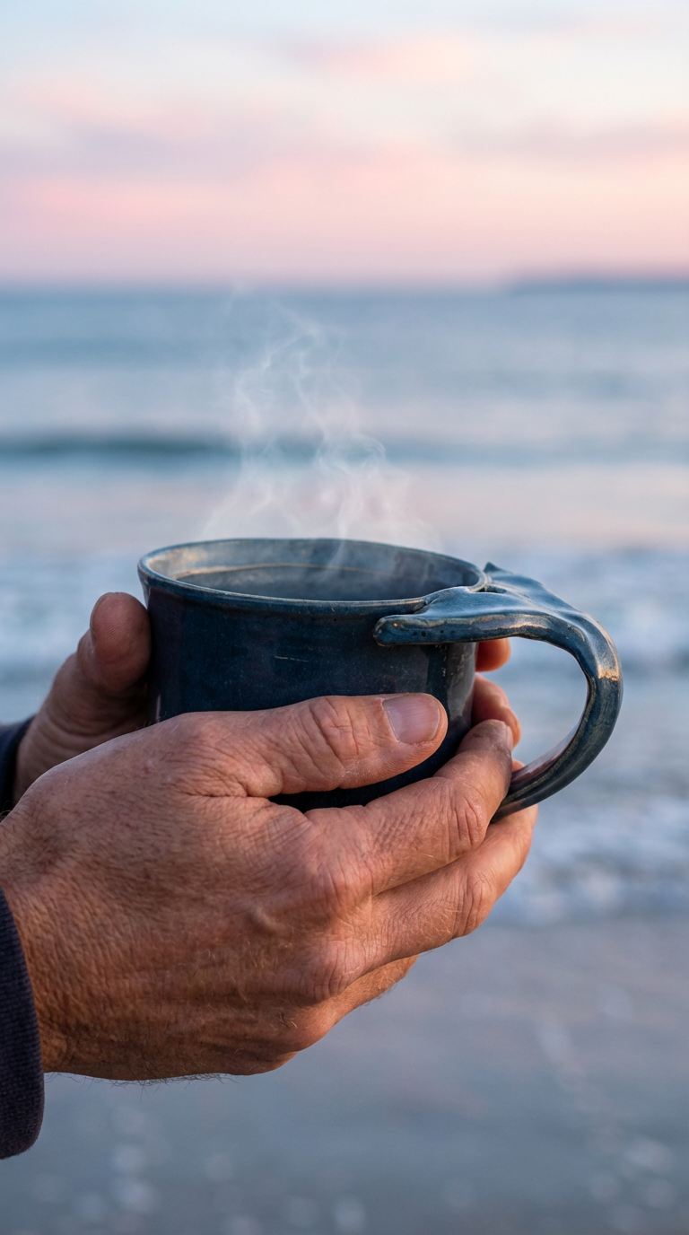 Whale Tail Mug in Deep Navy – 10 oz Handthrown Stoneware by Gin