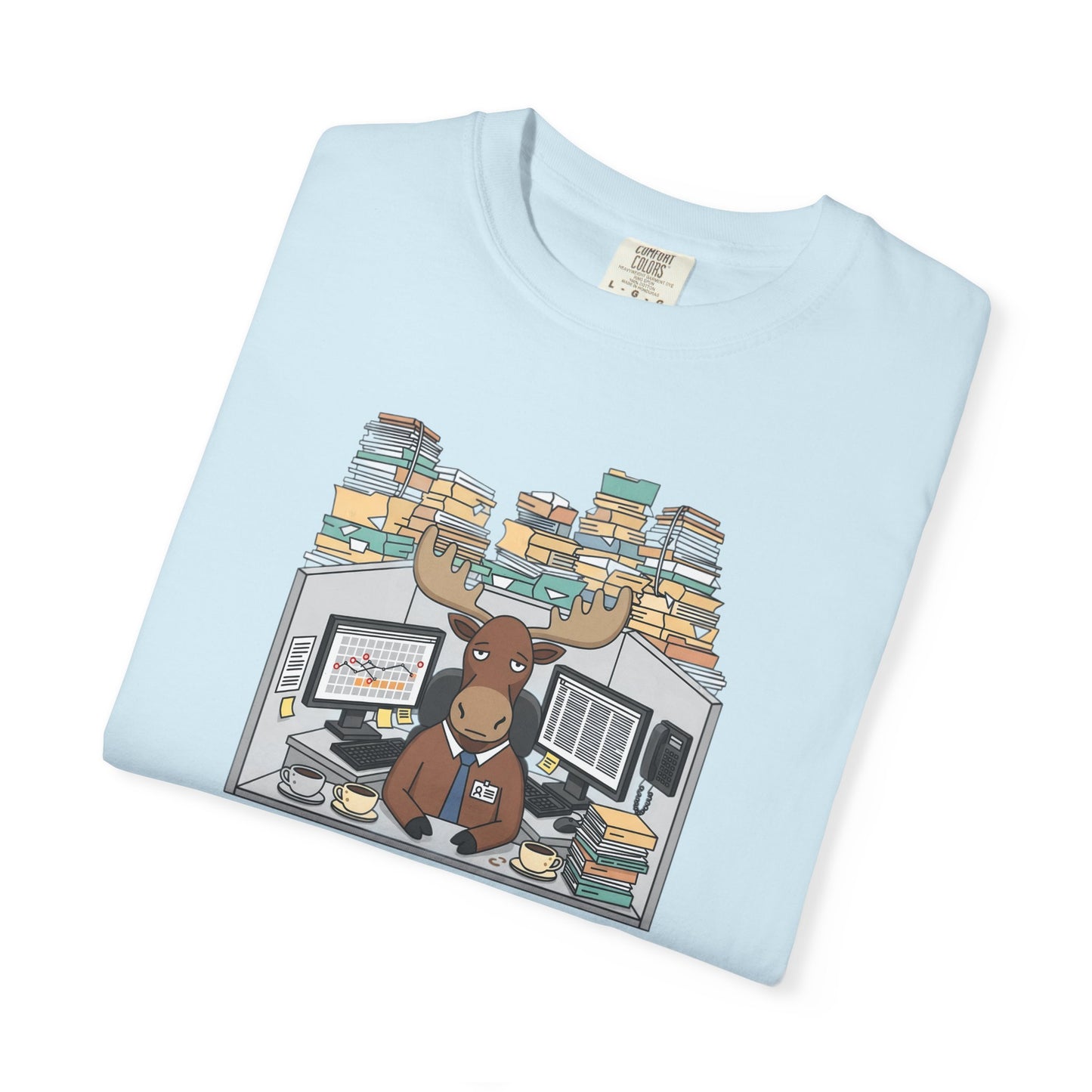 Per My Last Email Moose T-Shirt — Garment-Dyed Office Humor Tee Designed by Jack