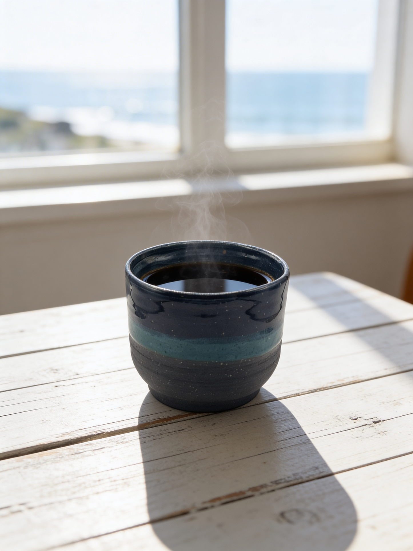 Handmade Speckled Stoneware Cup in Deep Blue & Teal by Gin