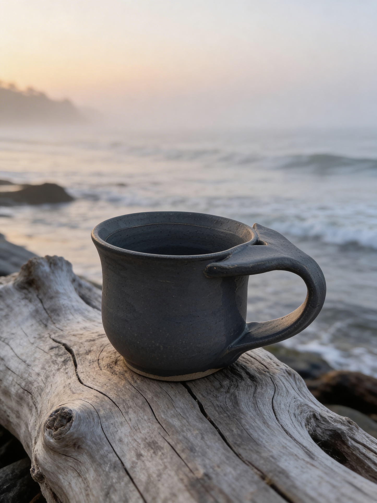 Whale Tail Mug in Deep Navy – 10 oz Handthrown Stoneware by Gin