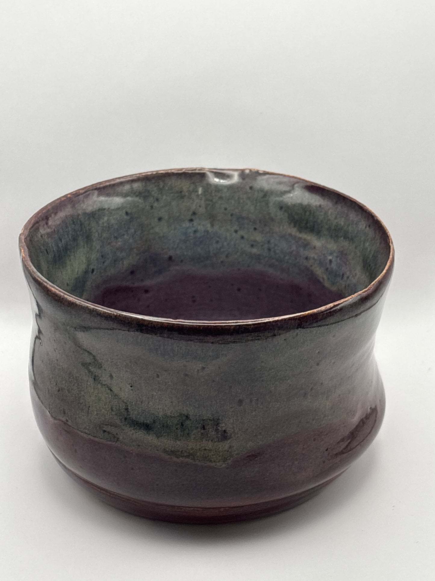 Handcrafted Rustic Plum & Green Stoneware Bowl by Gin