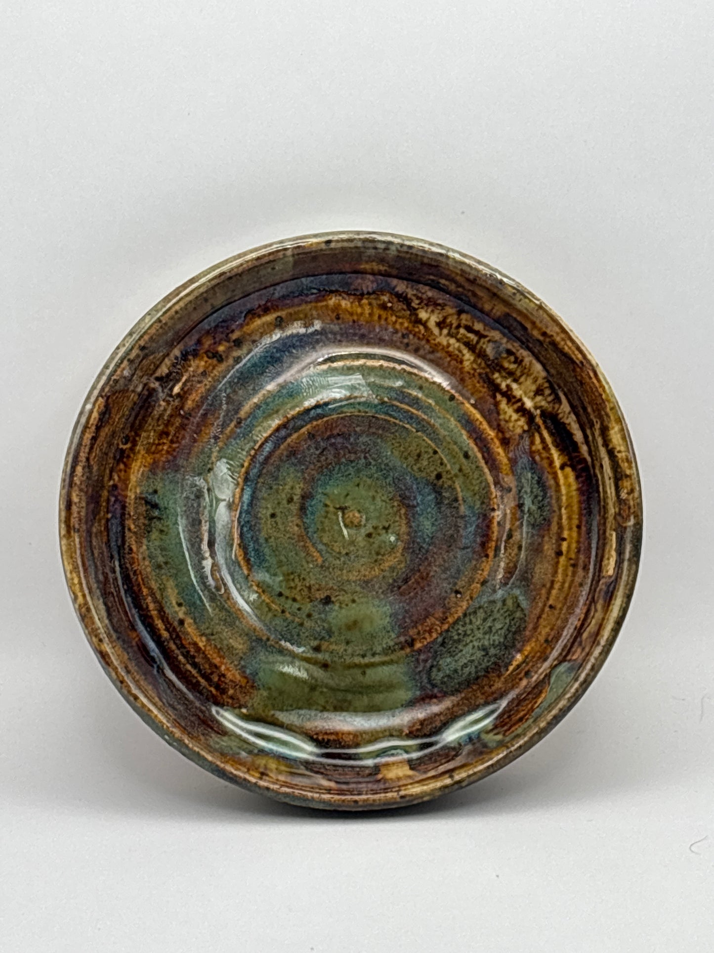 Handcrafted Stoneware Spiral Glaze Dish by Gin