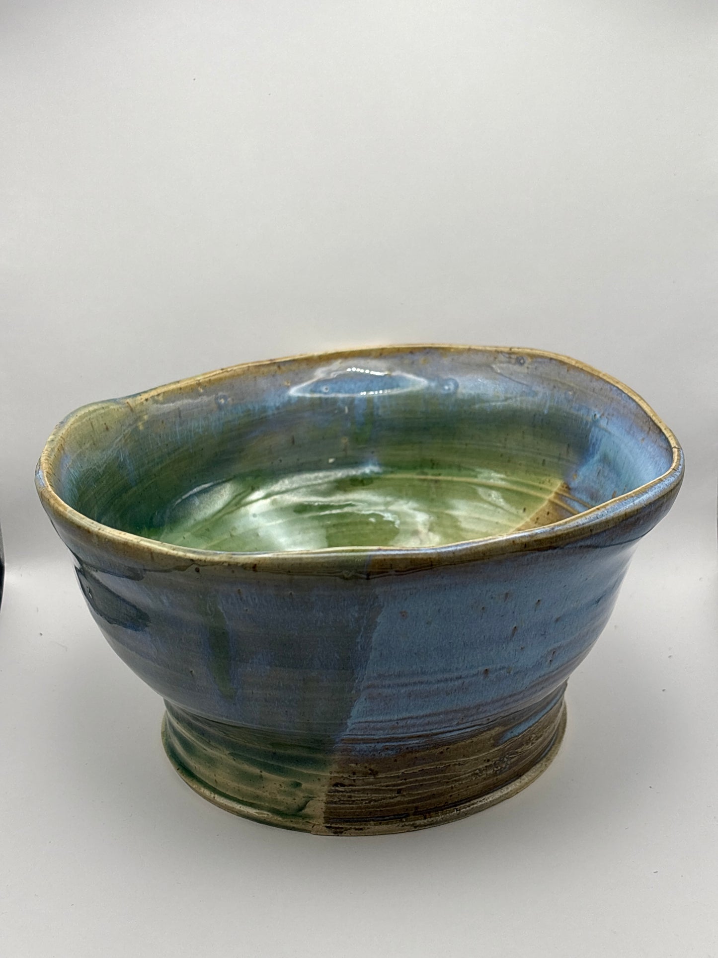 Handcrafted Rustic Blue-Green Stoneware Serving Bowl by Gin