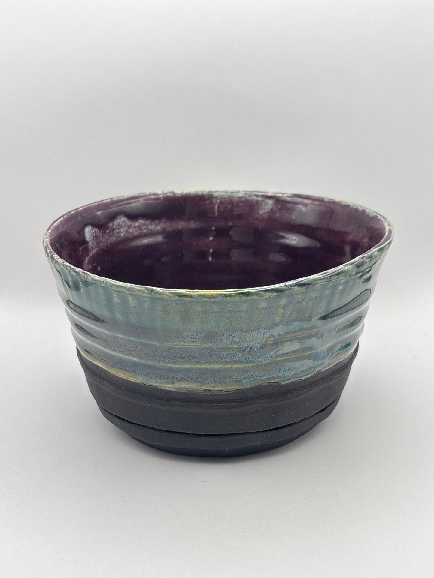 Hand-Thrown Stoneware Bowl in Layered Purple & Teal by Gin