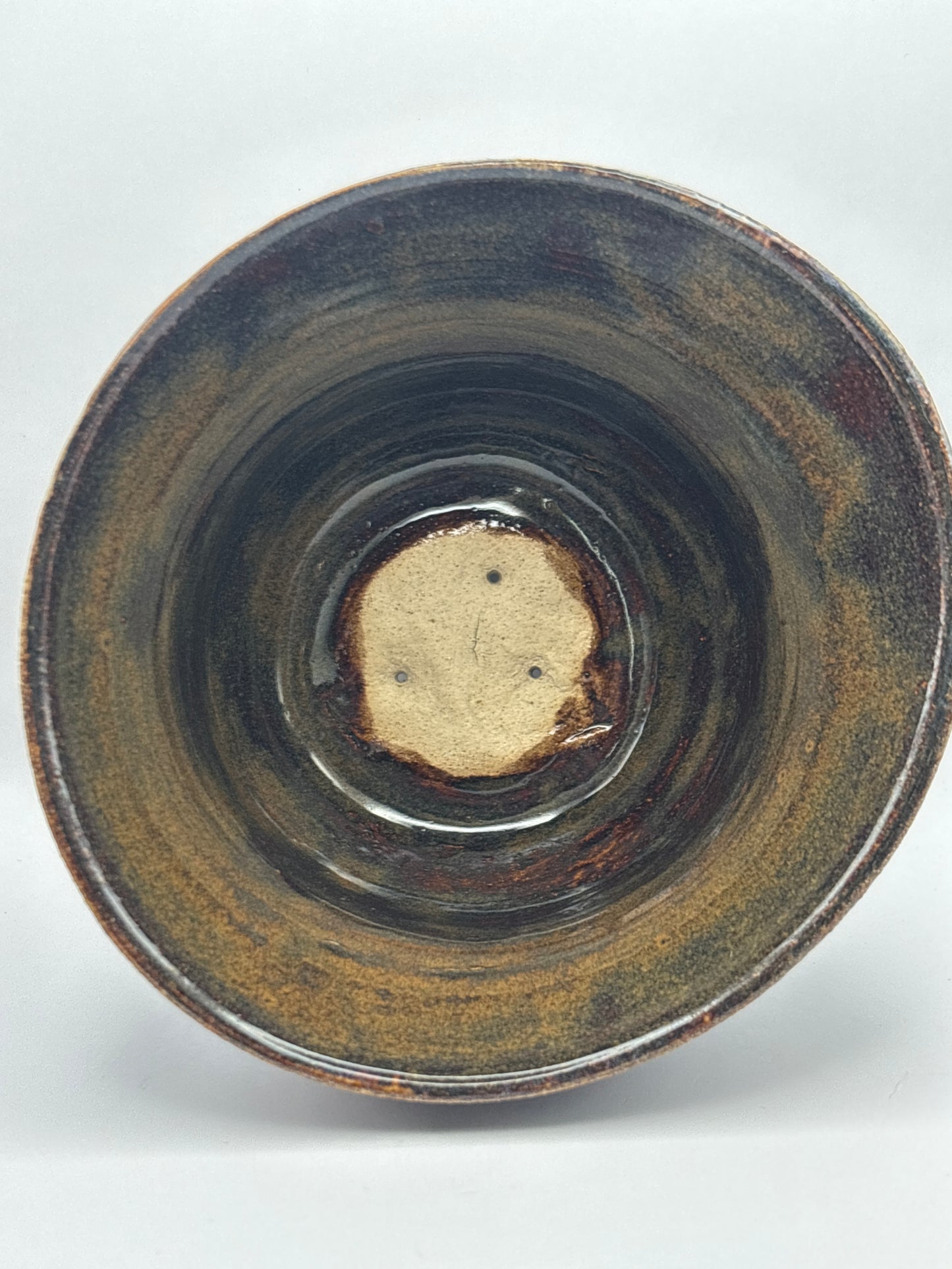 Hand-Thrown Stoneware Planter in Moody Brown & Blue Glaze