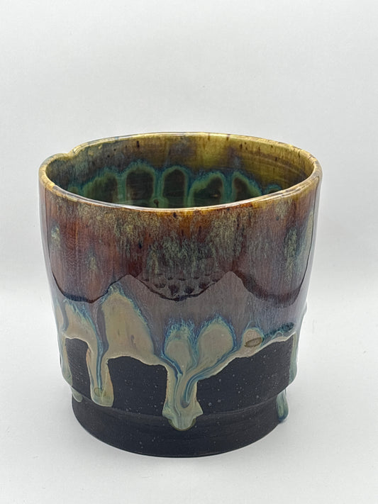 Handcrafted Dramatic Dripping Glaze Stoneware Tumbler by Gin