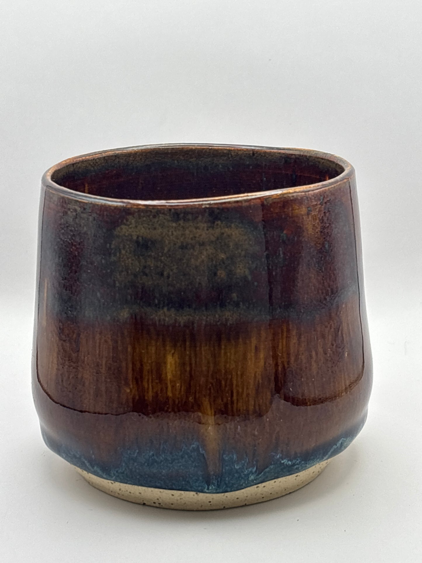Handcrafted Moody Brown & Amber Stoneware Vessel (Decorative Only) by Gin