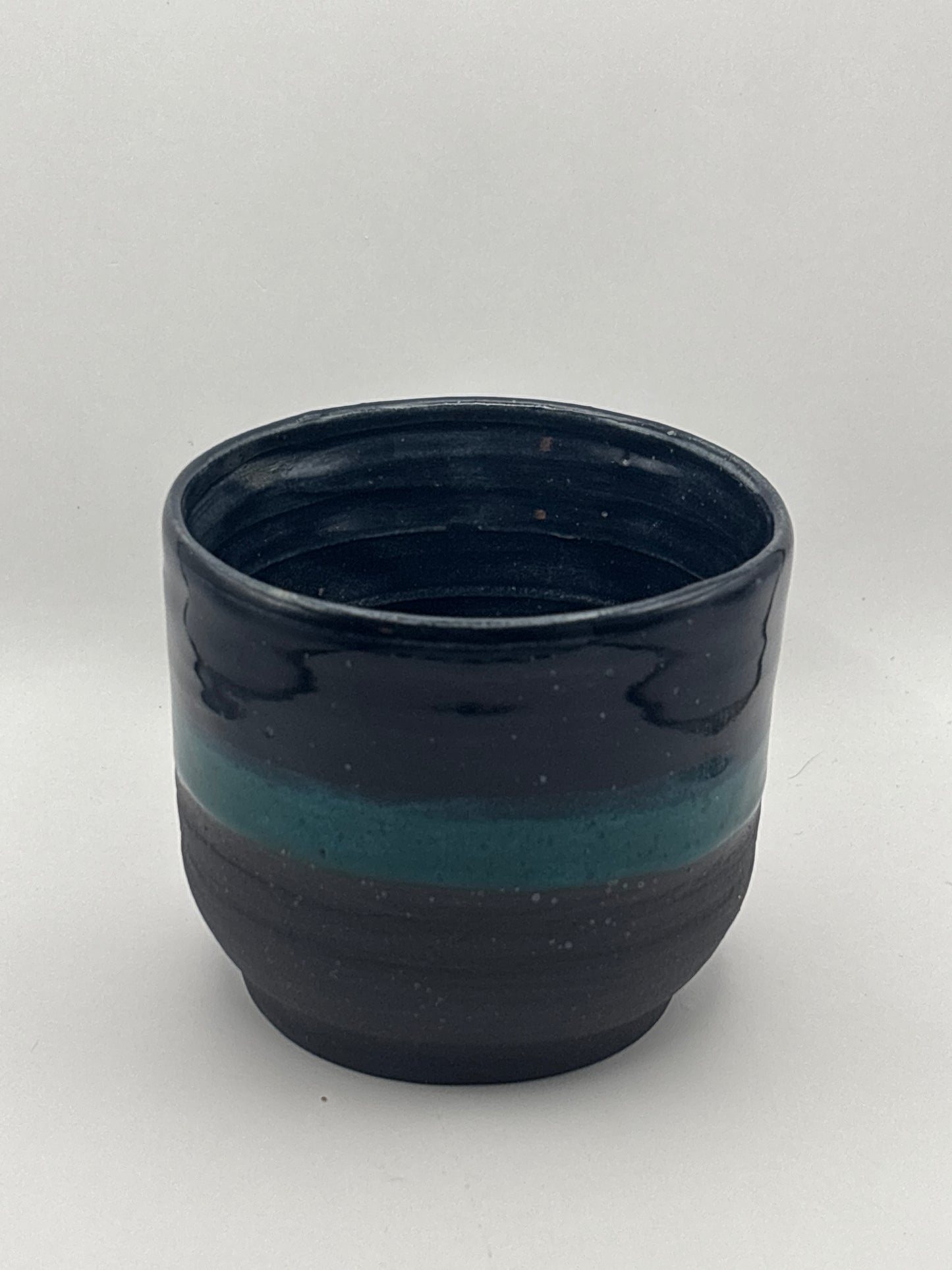 Handmade Speckled Stoneware Cup in Deep Blue & Teal by Gin