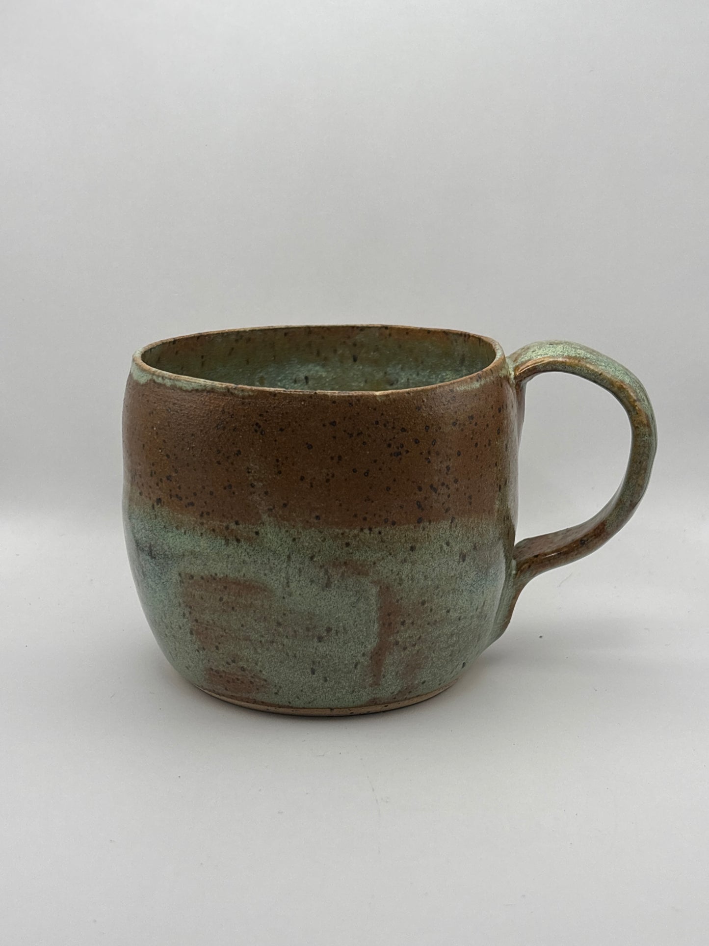 Handmade Speckled Stoneware Mug – Earthy Brown & Celadon Green Glaze by Gin