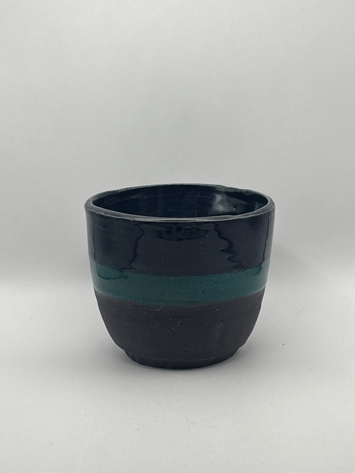 Handmade Speckled Stoneware Cup in Deep Blue & Teal – Rounded 6 oz by Gin