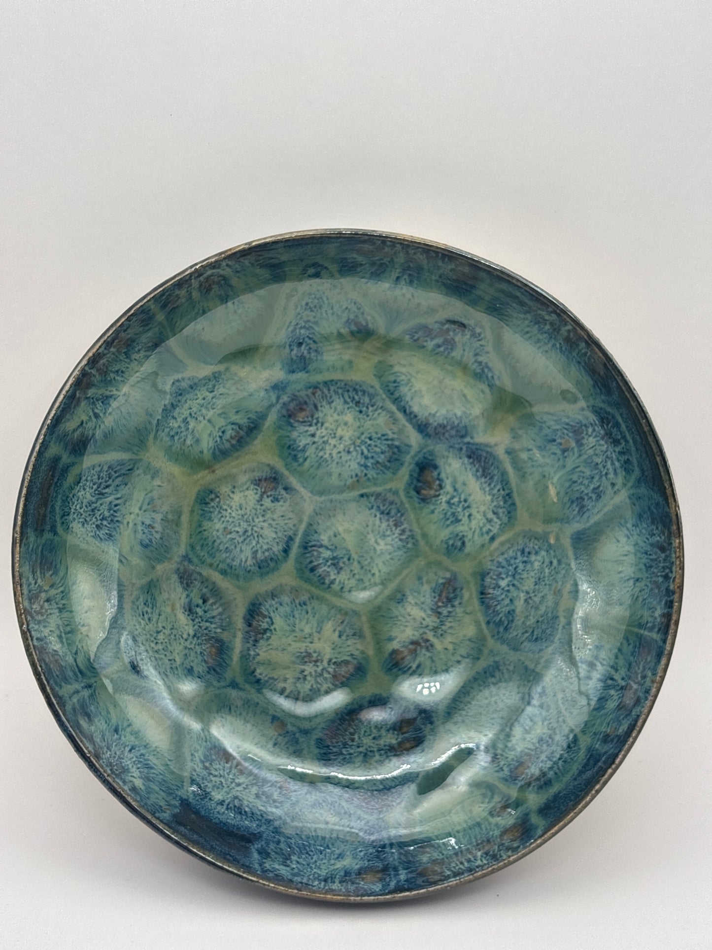 Handmade Textured Ocean Honeycomb Ceramic Dish by Gin