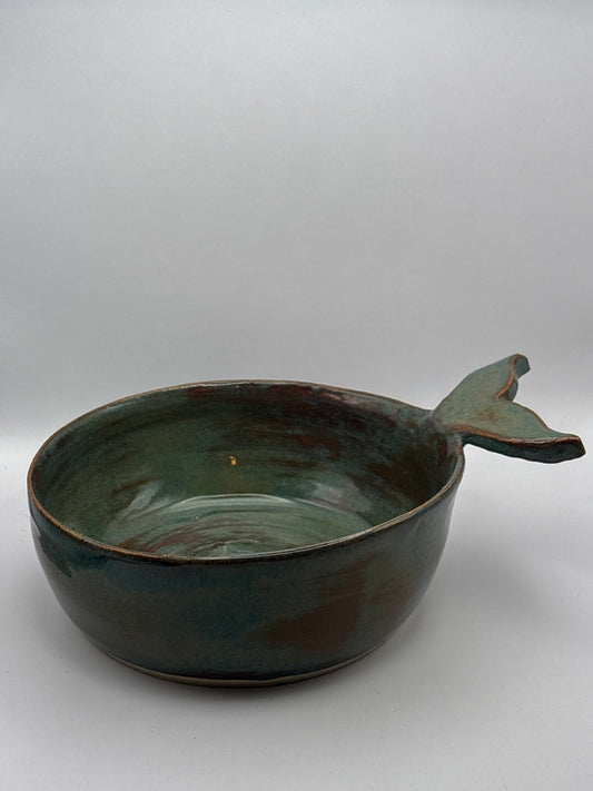 Whimsical Whale Tail Serving Bowl – Ocean Green Stoneware by Gin