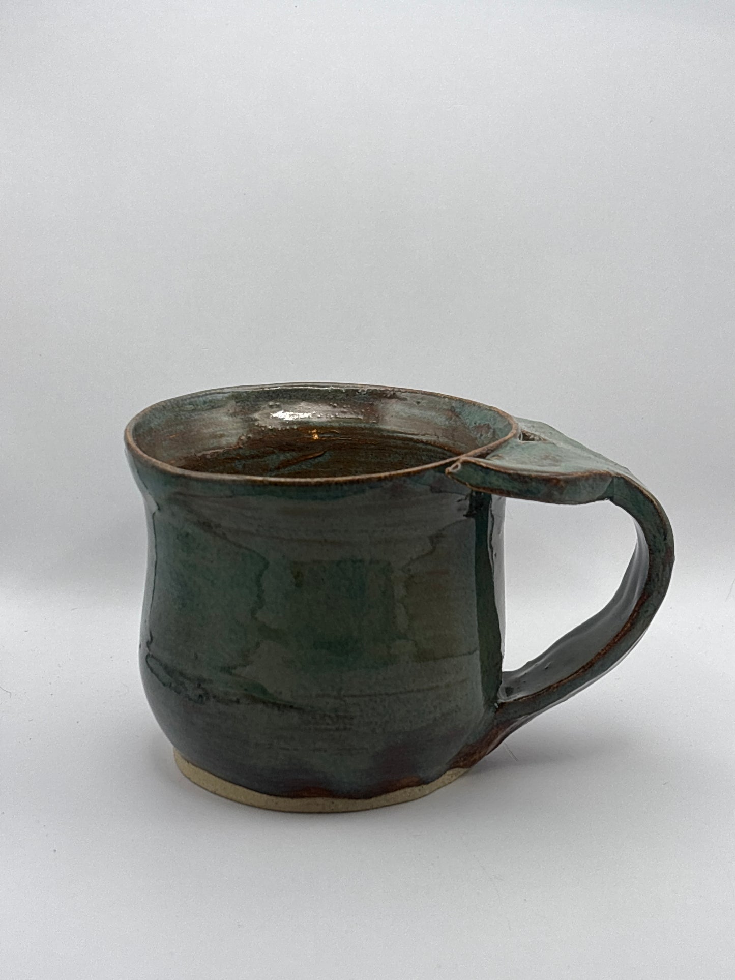Handmade 8oz Whale Tail Mug in Deep Ocean Green Glaze by Gin