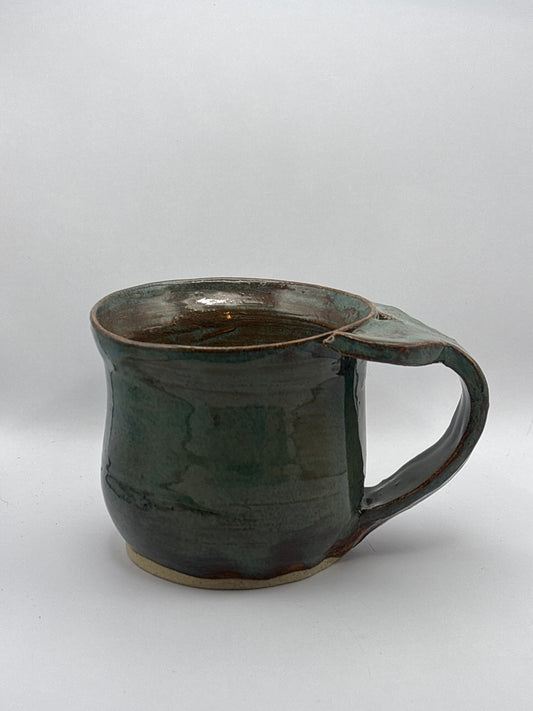 Handmade 8oz Whale Tail Mug in Deep Ocean Green Glaze by Gin