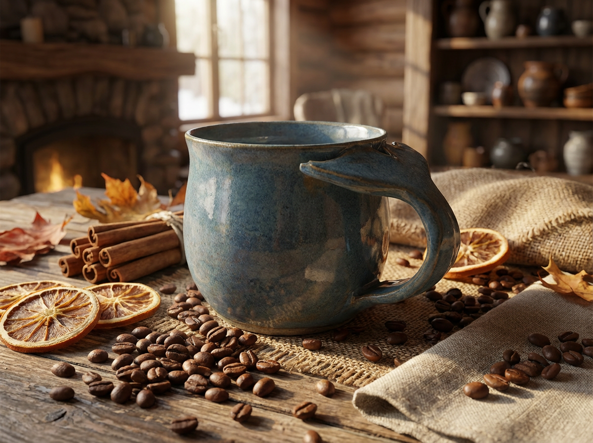 Handcrafted Whale Tail Stoneware Mug – Oceanic Blue by Gin