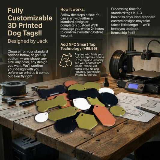 Custom 3D Printed Pet Tag – Any Size, Shape, Color & Design
