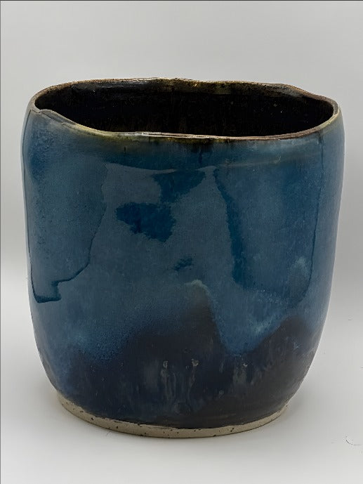 Organic Indigo Blue Tumbler – Handmade 10oz Stoneware Cup by Gin