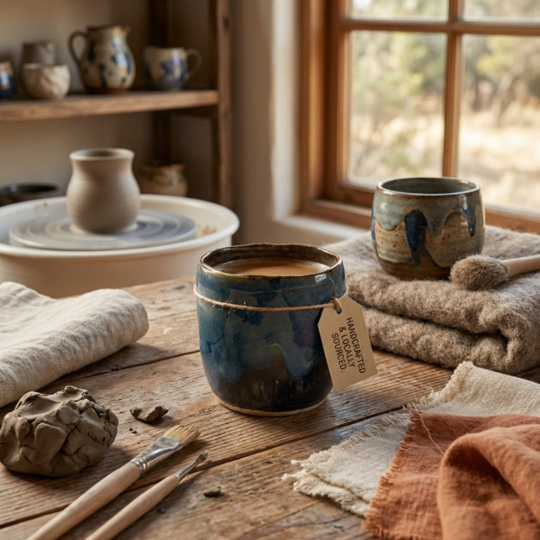 Organic Indigo Blue Tumbler – Handmade 10oz Stoneware Cup by Gin