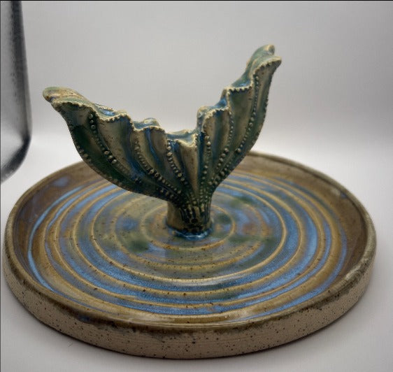 A Whale Tail Ocean Ripple Ceramic Jewelry Dish by Gin