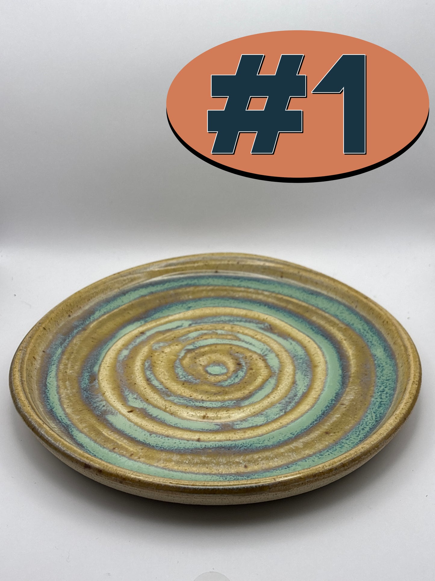 Handcrafted Spiral Glaze Stoneware Plate by Gin