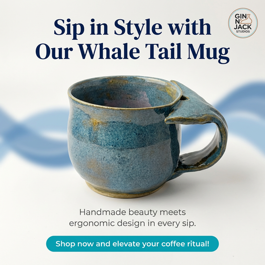 Handcrafted Whale Tail Stoneware Mug – Oceanic Blue by Gin