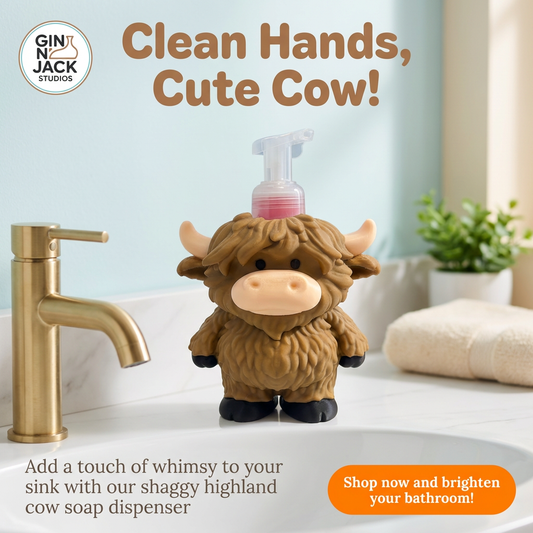 Highland Cow Soap Dispenser - 8.75 oz BBWorks Foam Hand Soap