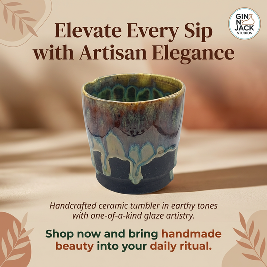 Handcrafted Dramatic Dripping Glaze Stoneware Tumbler by Gin