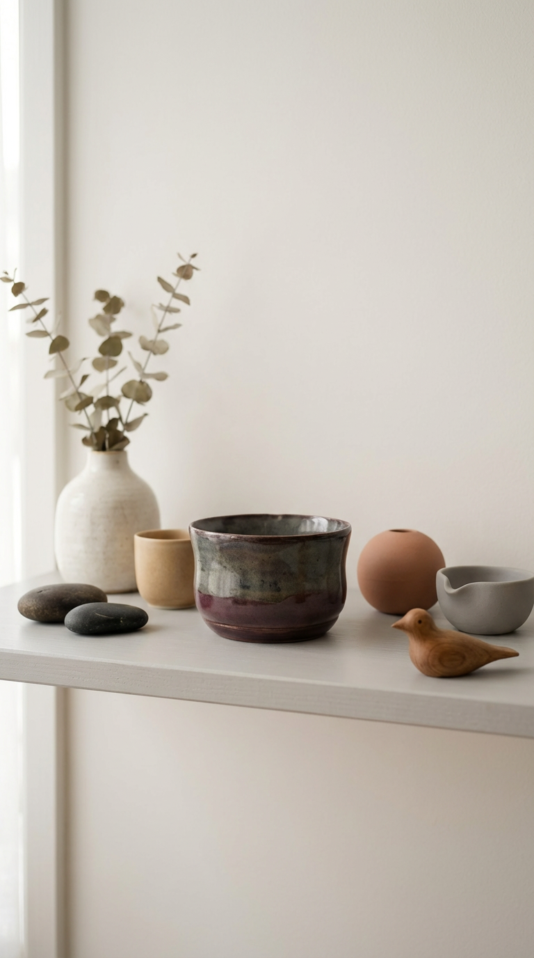 Handcrafted Rustic Plum & Green Stoneware Bowl by Gin