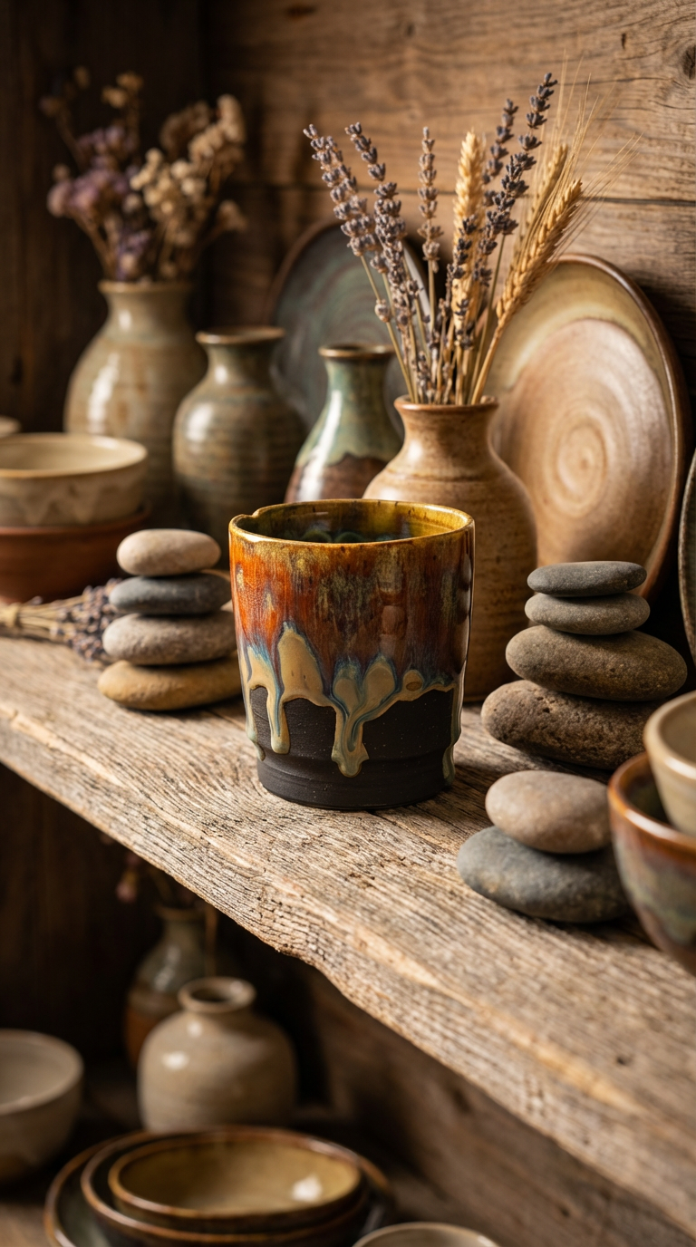 Handcrafted Dramatic Dripping Glaze Stoneware Tumbler by Gin