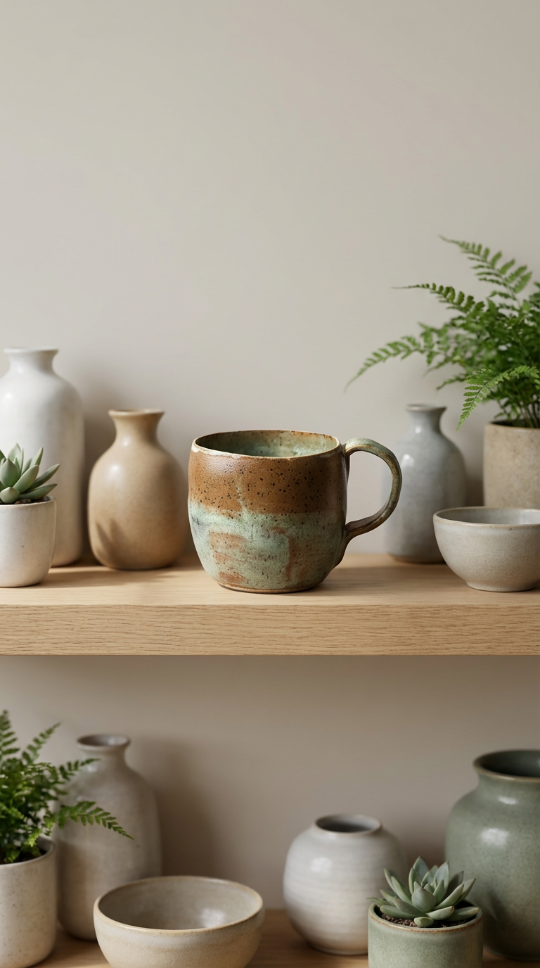 Handmade Speckled Stoneware Mug – Earthy Brown & Celadon Green Glaze by Gin