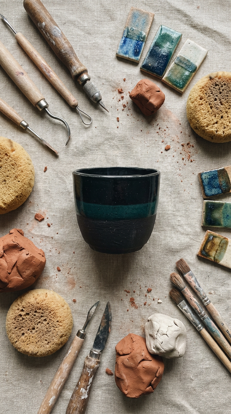 Handmade Speckled Stoneware Cup in Deep Blue & Teal – Rounded 6 oz by Gin