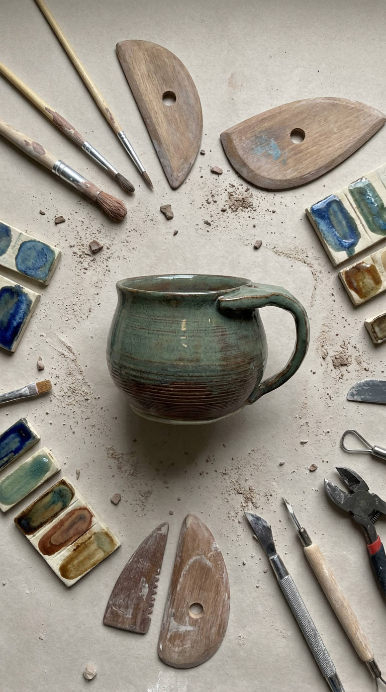 Handmade Stoneware Whale Tail Mug in Deep Ocean Glaze by Gin