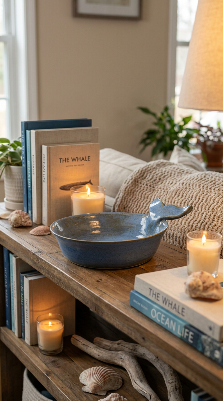 Handmade Whale Tail Ceramic Bowl – Ocean Blue Stoneware by Gin