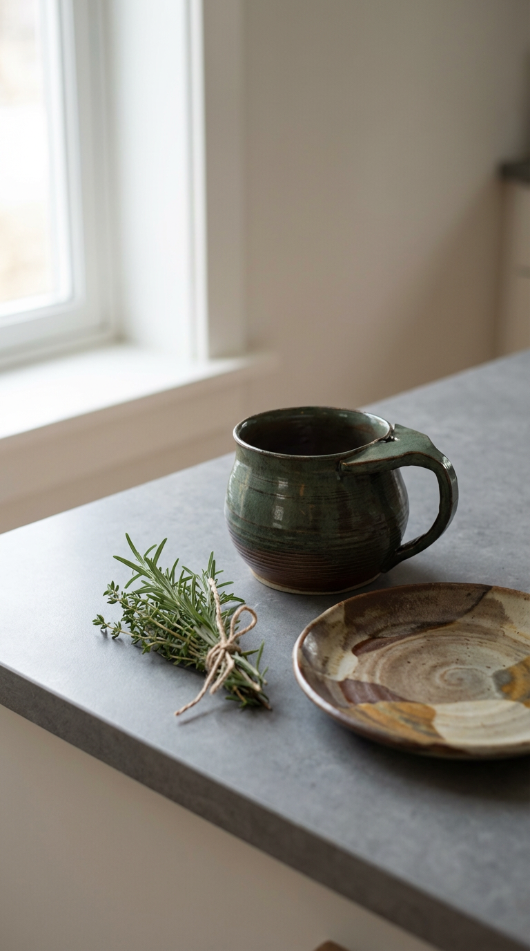 Handmade Stoneware Whale Tail Mug in Deep Ocean Glaze by Gin