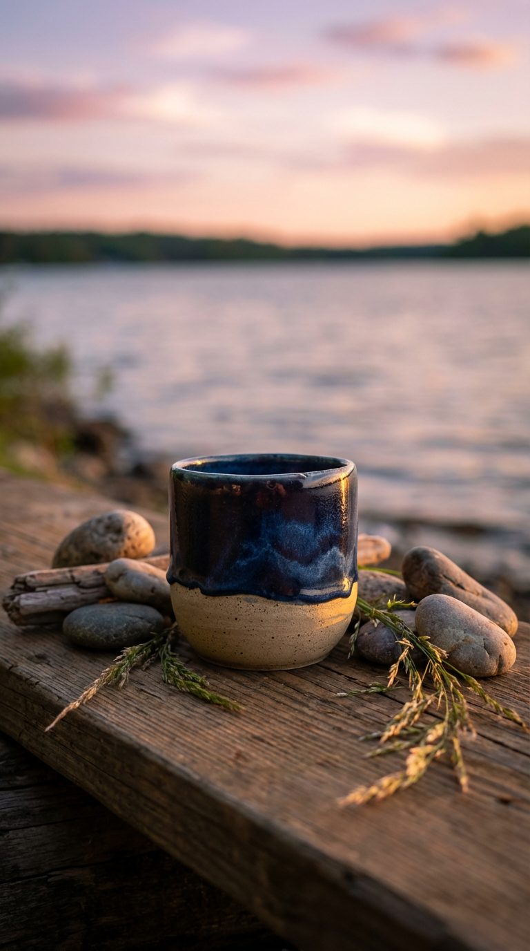12 oz Deep Blue Horizon Stoneware Tumbler by Gin