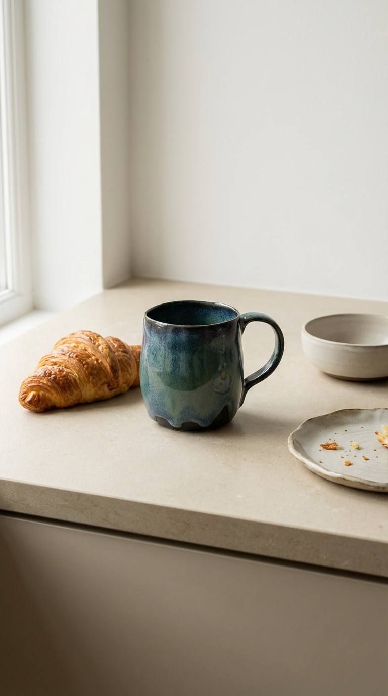 Handmade Teal Blue Stoneware Mug – Organic Glazed Coffee Cup by Gin