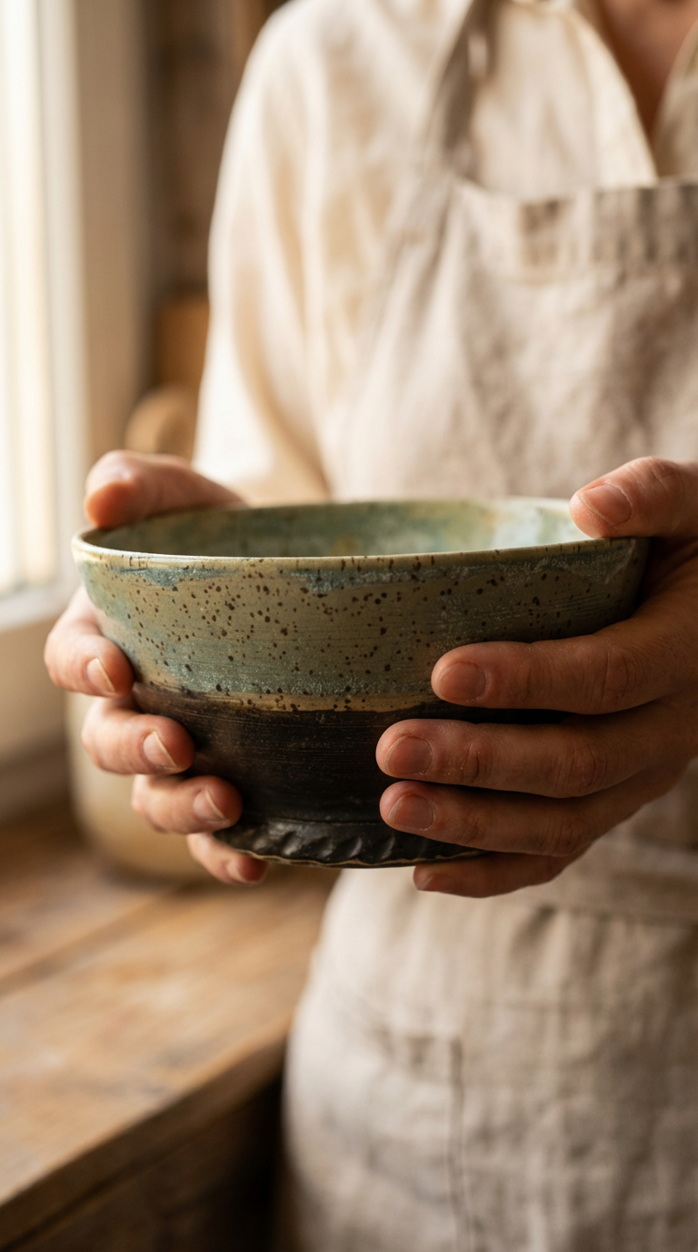 Handmade Speckled Celadon Raman Bowl – Rustic Everyday Bowl by Gin