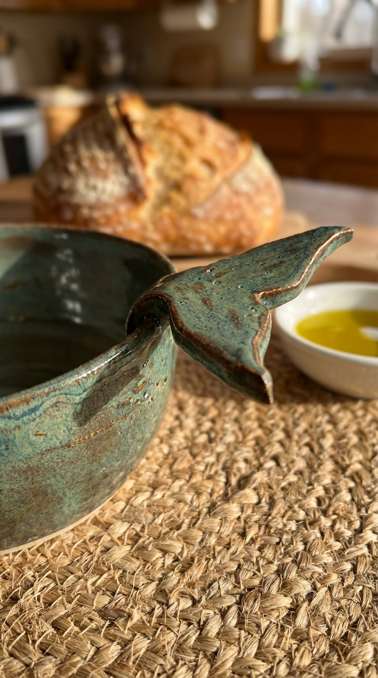 Handmade Whale Tail Ceramic Bowl – Ocean-Inspired Stoneware by Gin