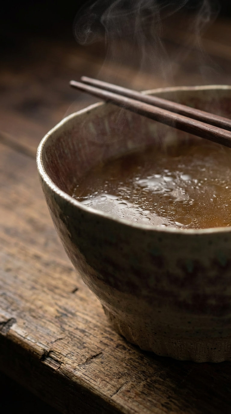 Handcrafted Stoneware Bowl with Chopstick Groove by Gin