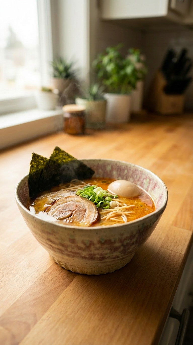Handcrafted Stoneware Bowl with Chopstick Groove by Gin