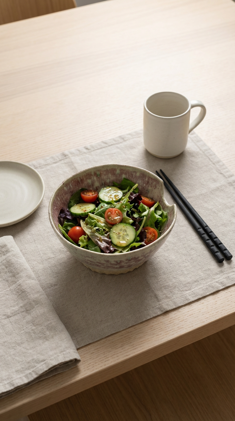 Handcrafted Stoneware Bowl with Chopstick Groove by Gin