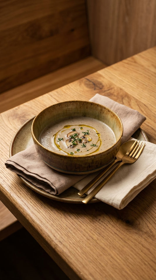 A Hand-Thrown Shallow Stoneware Serving Bowl – Olive & Turquoise Swirl