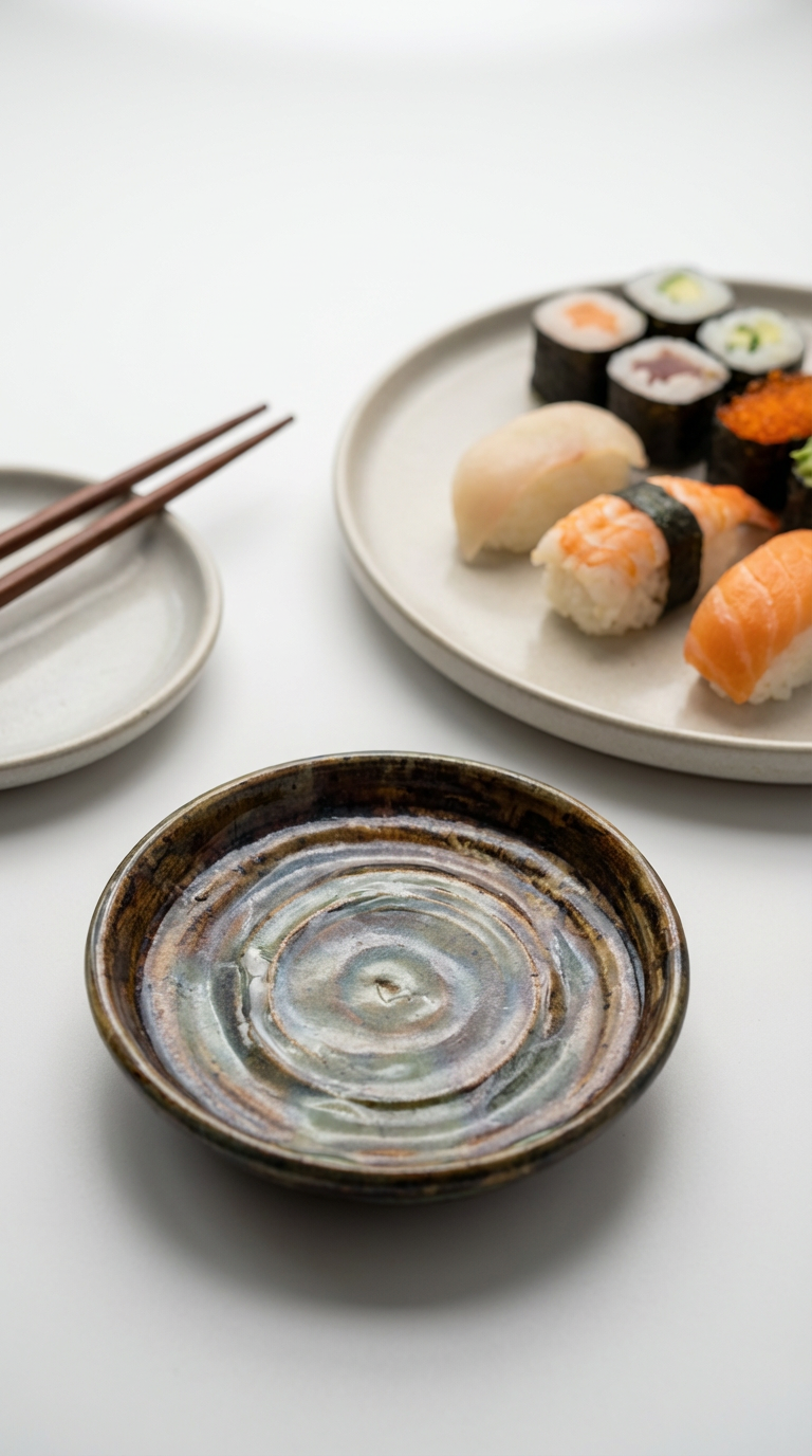 Handcrafted Stoneware Spiral Glaze Dish by Gin
