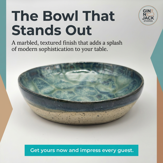 Handmade Textured Ocean Honeycomb Ceramic Dish by Gin