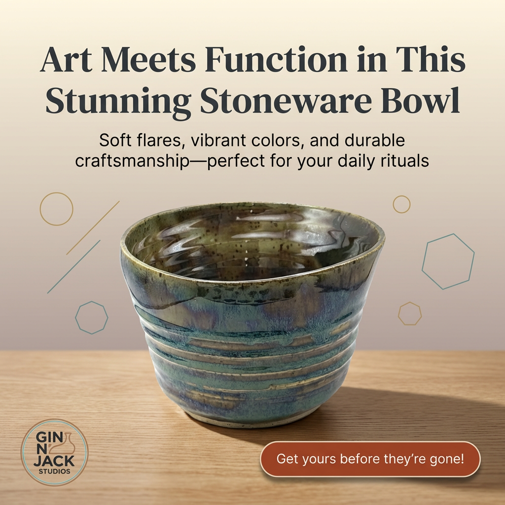 Hand-Thrown Stoneware Bowl in Layered Reactive Glaze by Gin