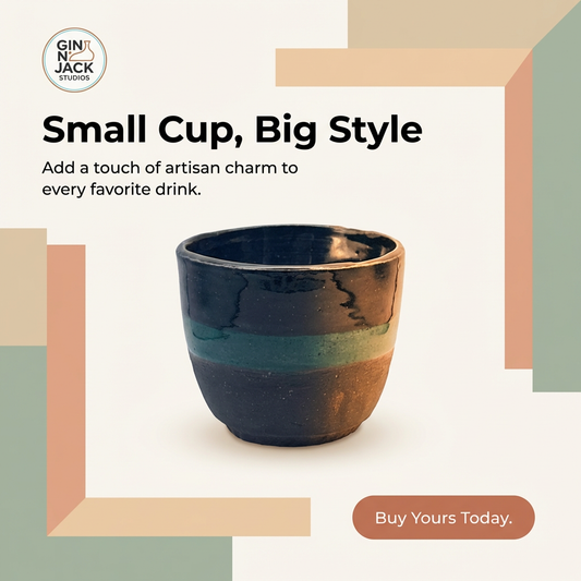 Handmade Speckled Stoneware Cup in Deep Blue & Teal – Rounded 6 oz by Gin