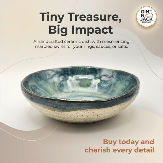 Handmade Small Ocean Swirl Ceramic Dish by Gin